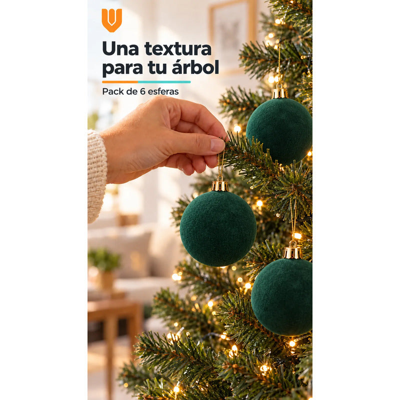 6 Esferas Navidad Adorno Piel Durazno Bolas Decorar 8cm Esferas Navidad Adorno Piel Durazno Bolas Decorar 8cm Verde Esferas... 8cm