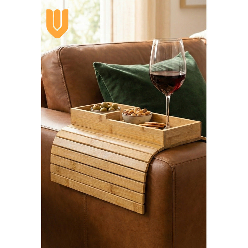 Vitrineon Porta Vasos Bambu Bandeja Plegable Sofa Bambú