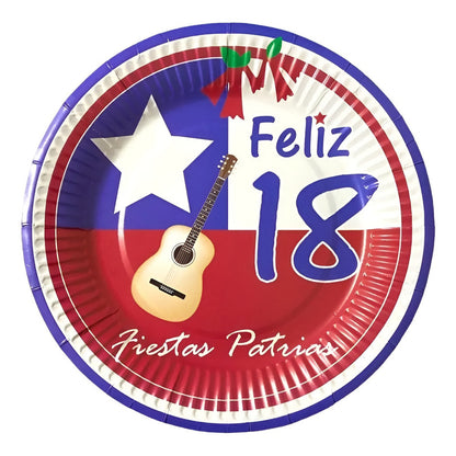 X20 Platos Fiestas Patrias Desechables Decoración Fiestas
