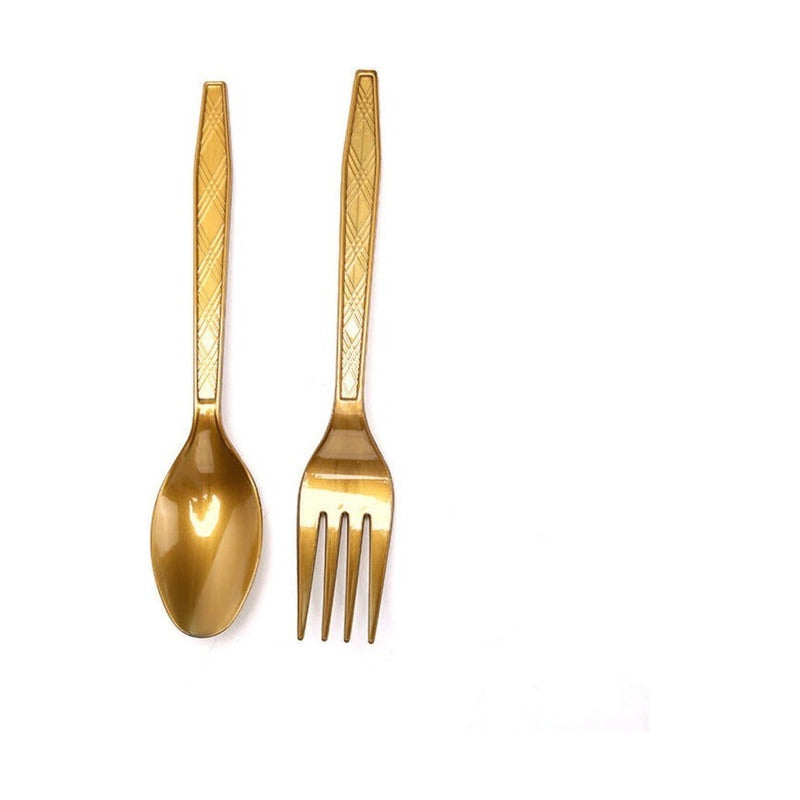 X24 Tenedor Plástico Desechable Fiesta Cubiertos Desechables Dorado Oscuro