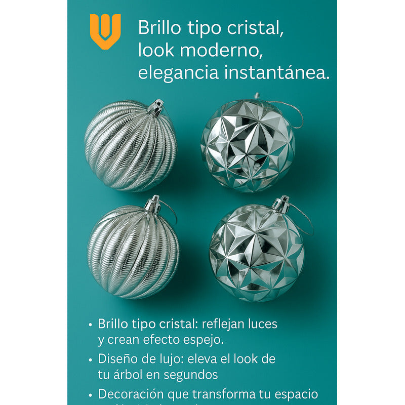 Set 8 Esferas Navideñas Adornos Navidad Bolas Decoracion