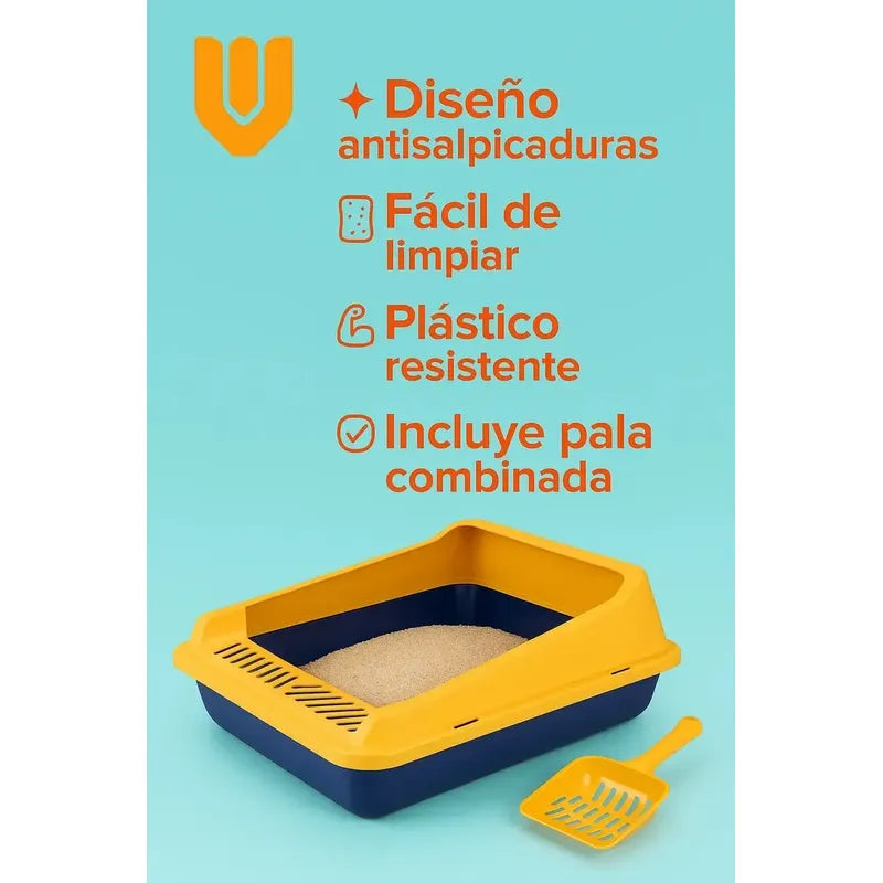 Arena Mascotas Comodo Amplio Diseño Practico Evitar Suciedad Amarillo/azul