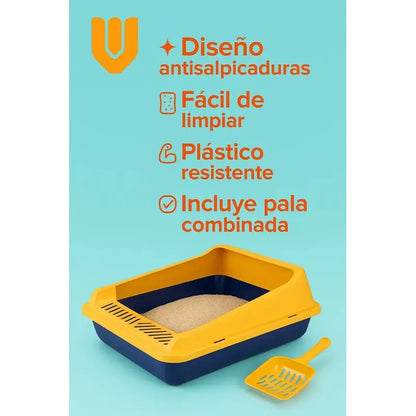 Arena Mascotas Comodo Amplio Diseño Practico Evitar Suciedad Amarillo/azul