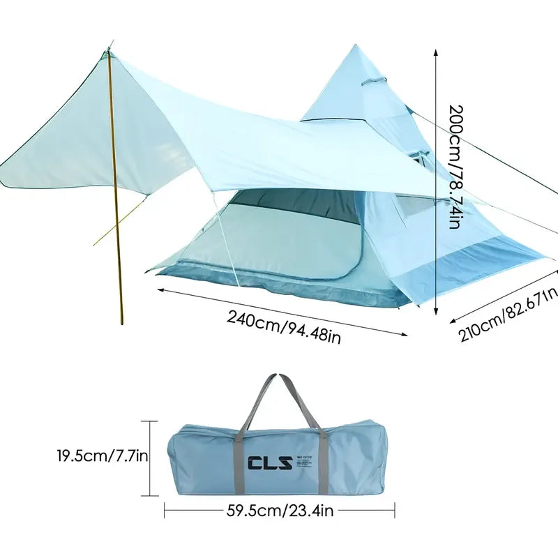 Carpa Camping 4 Personas Estructural Alta Resistencia Celest Celeste