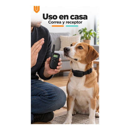 Collar Perro Entrenamiento Electrico Control Remoto Negro Collar Canino Correa Ajustable Tejida Hebilla Receptor Control Remoto Pantalla Pilas Incluidas Entrenamiento