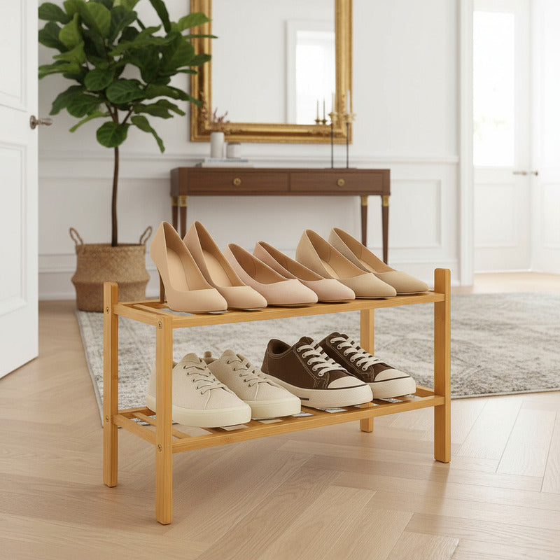 Organizador Zapatos Bambu 2 Niveles Zapatero Bambu Estante