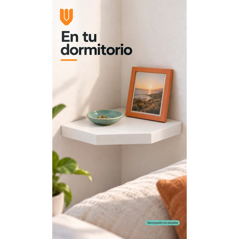 2 Repisas Esquineras Flotantes Blancas Mdf 30x30cm Hogares Blanco