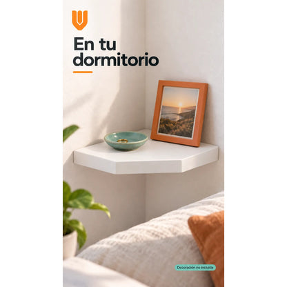 2 Repisas Esquineras Flotantes Blancas Mdf 30x30cm Hogares Blanco