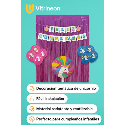 Set 17 Globos Decoracion Unicornio Metalico Fiesta Cumpleaño