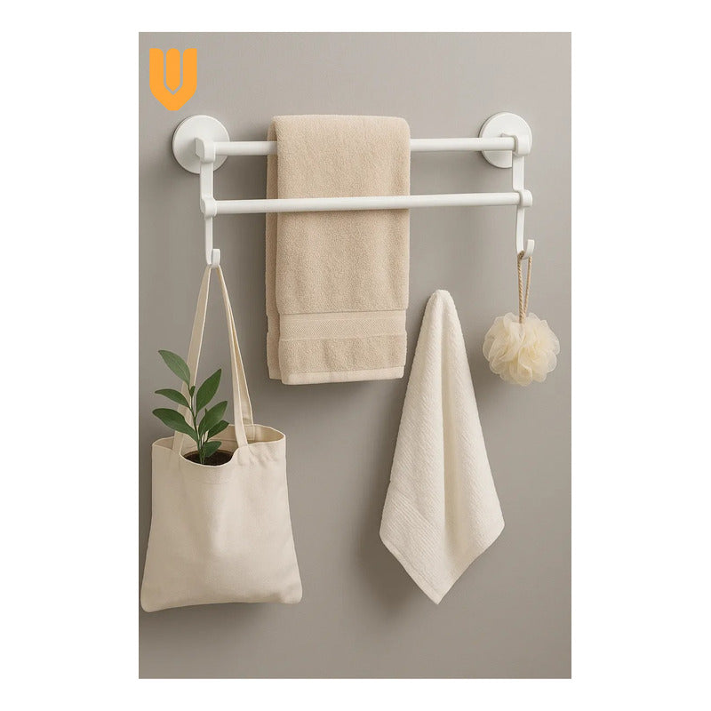 Soporte Toallas Baño Cocina Doble Mural Colgador Organizador