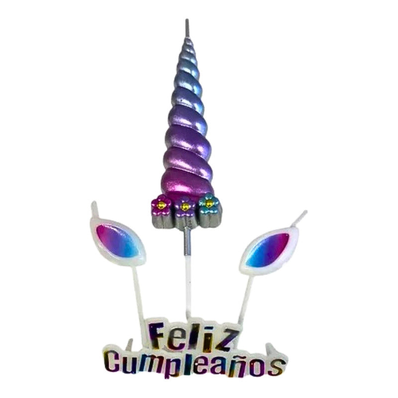 Set 4 Velas De Cumpleaños Adornos Para Tortas Unicornio