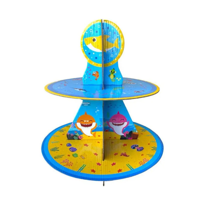 Porta Cupcakes Baby Shark Torre Porta Cupcake Baby Shark Celeste