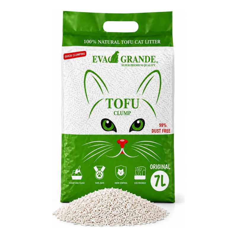 Arena Gatos Aglutinante Sanitaria Tofu Te Verde 2.6kg Clean Arena Sanitaria Tofu Te Verde 7 Litros Aglomerante Biodegradable Absorcion Control Olores 99 Porciento Libre Polvo Gatos - 2.6kg