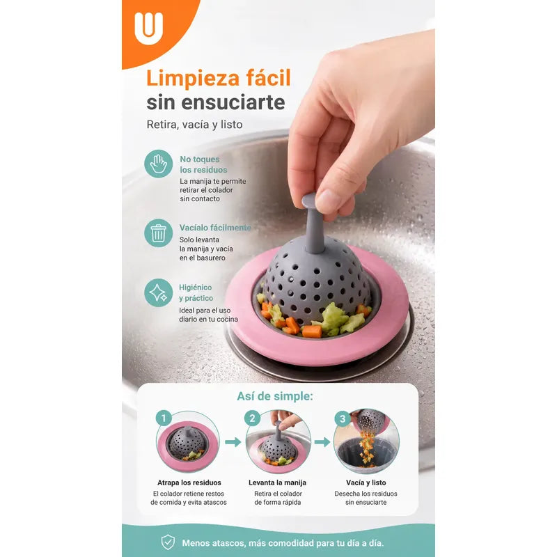 2 Filtros Pileta Silicona Tapón Rejilla Cocina Lavaplatos Estándar