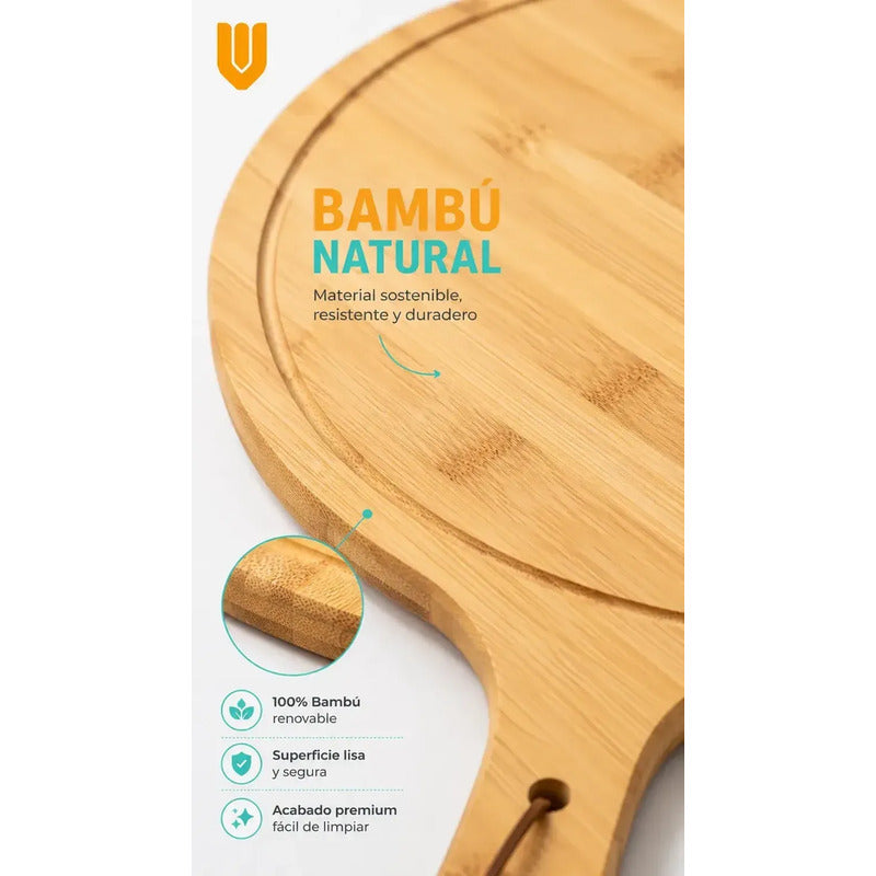 4 Tablas Bambu Pizza Picoteo Redondas Servir Aperitivos Mesa Tabla Redonda Bambu Pizza Picoteo Madera Natural Cocina Corte Servicio Alimentos Aperitivos Cuatro Piezas Marrón Estándar
