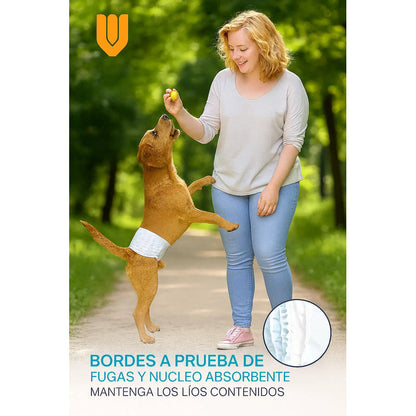 50 Pañales Perros Gatos Desechables Incontinencia Hembra L Blanco Hembra L 52 X 32 Cm