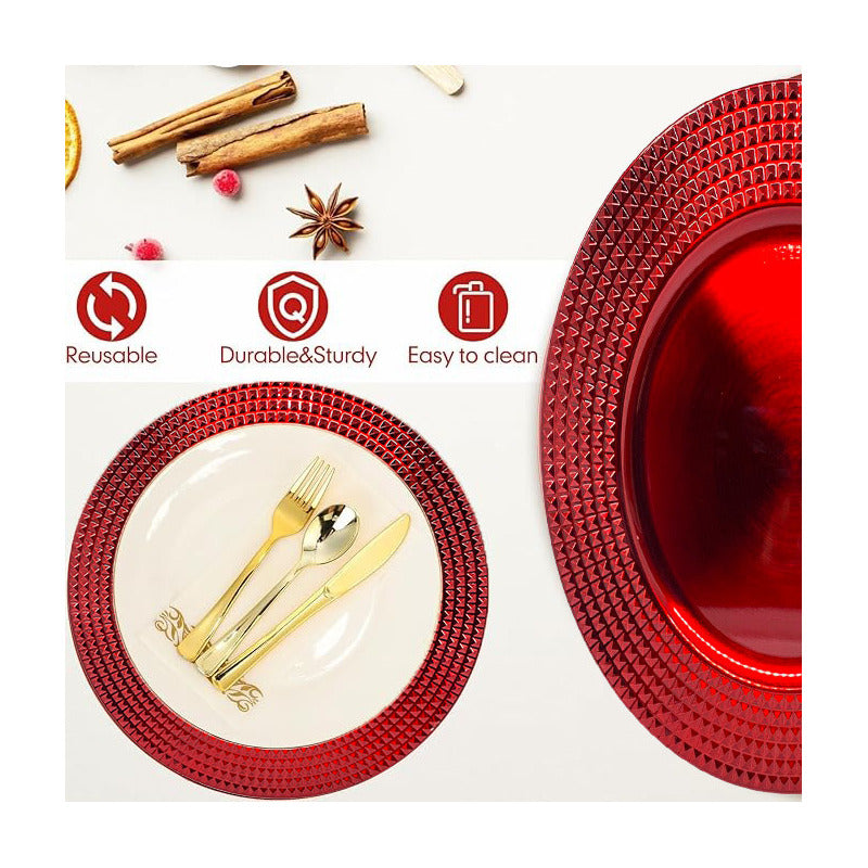 4 Plato Base Navideños Vajilla Navidad Juego De Platos 33cm