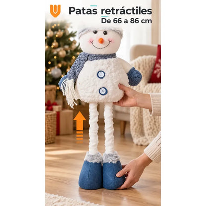 Muñeco Nieve Navideño 86cm Retraible Decorativo Figura Blanco Muñeco Adorno Navideño Muñeco Papá Noel Viejito Pascuero Santa Claus Gorro Barba Blanca Figura Verdes Cascabel 86cm Retraible Nieve