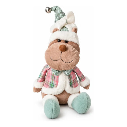 Muñeco Navideño 39cm Decorativo Adornar Figuras Navidad Blanco Muñeco Adorno Navideño Muñeco Papá Noel Viejito Pascuero Santa Claus Gorro Barba Blanca Figura Verdes Cascabel 39cm-reno