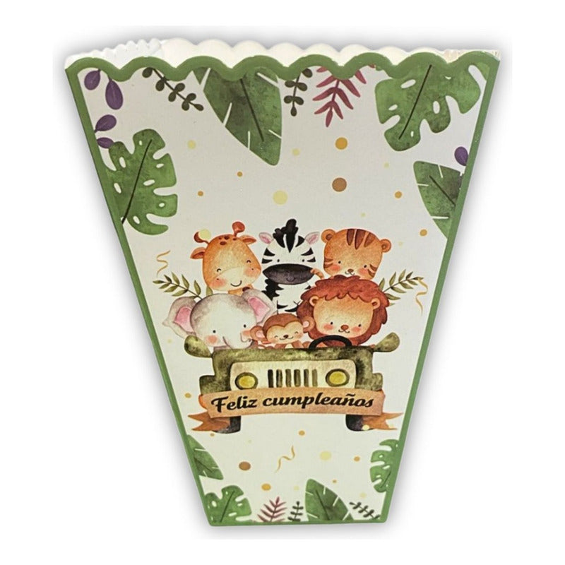 X18 Cajas Cabritas Palomitas Safari Decoracion De Cumpleaños Verde Musgo