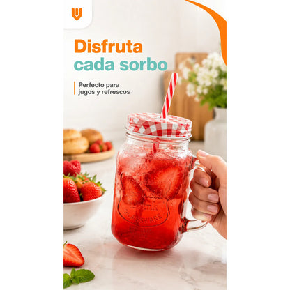 Vaso Bombilla Tapa Vidrio 400ml Reutilizable Multicolor Vaso Translúcido 400 Ml Vidrio Mango Tapa Bombilla Multicolor Bebidas Frías Jugos Cócteles Batido Reutilizable 400ml