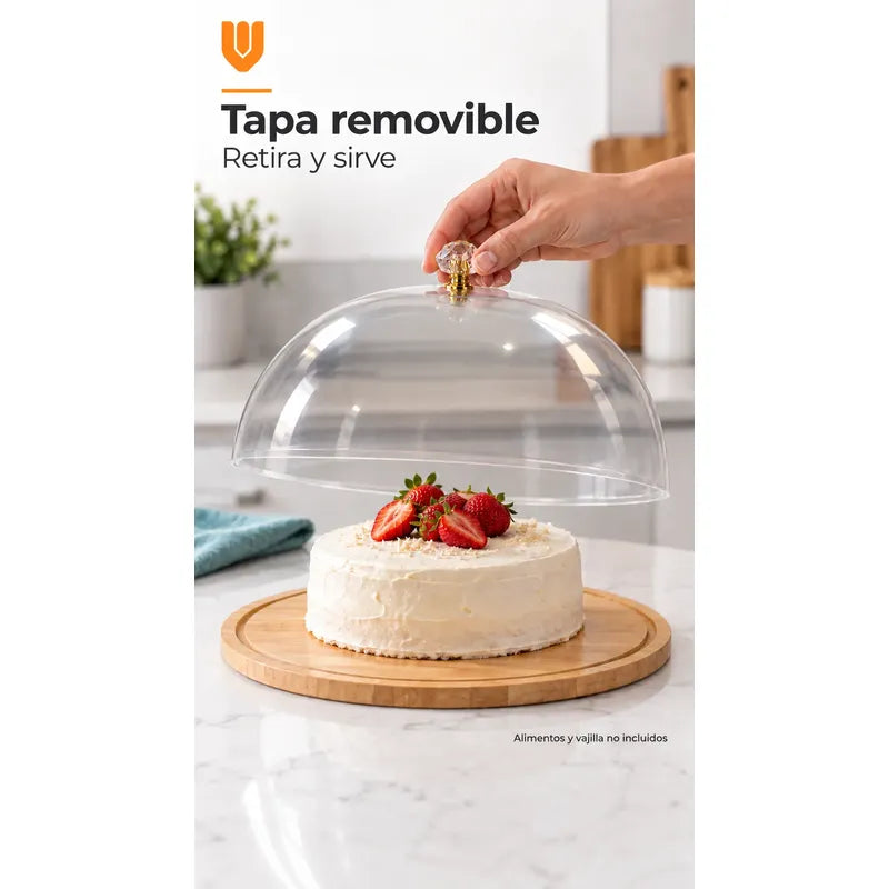 Base Torta Bambú Tapa Porta Cupcakes Soporte Transportador F Bambú