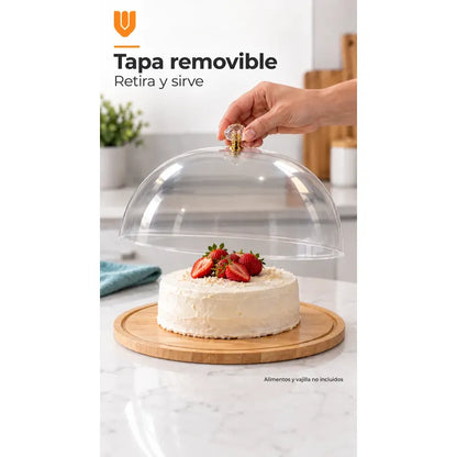 Base Torta Bambú Tapa Porta Cupcakes Soporte Transportador F Bambú