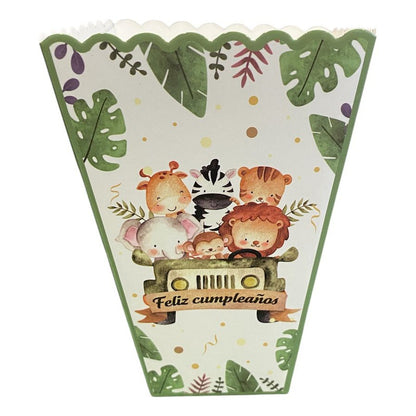 X12 Cajas Cabritas Palomitas Safari Cajas Feliz Cumpleaños