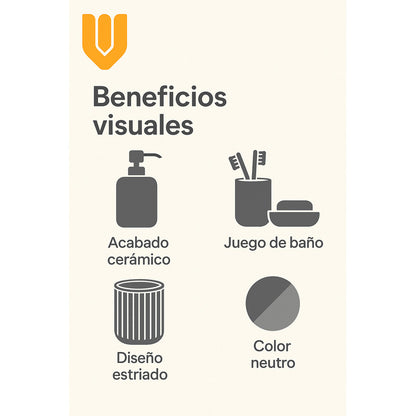 Set De Baño 5 Piezas Accesorios Decorativo Baños Juegos Baño