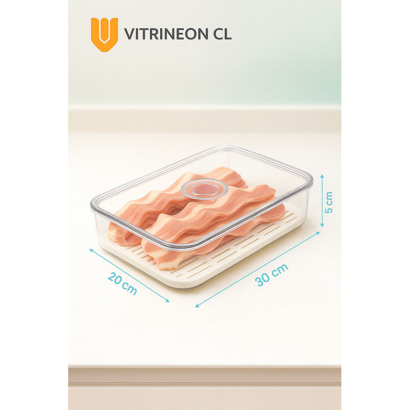 2 Organizadores Acrílicos Refrigerador Herméticos Alimentos Transparente