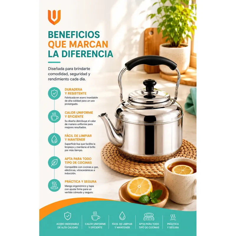 Tetera  Inoxidable Barista Vertido  Café Filtrado Hogar Plateado