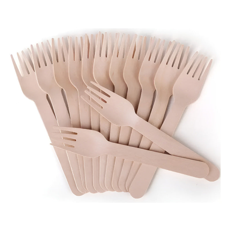 Pack X12 Tenedores Bambú Tenedor Reutilizable Ecologico Marrón