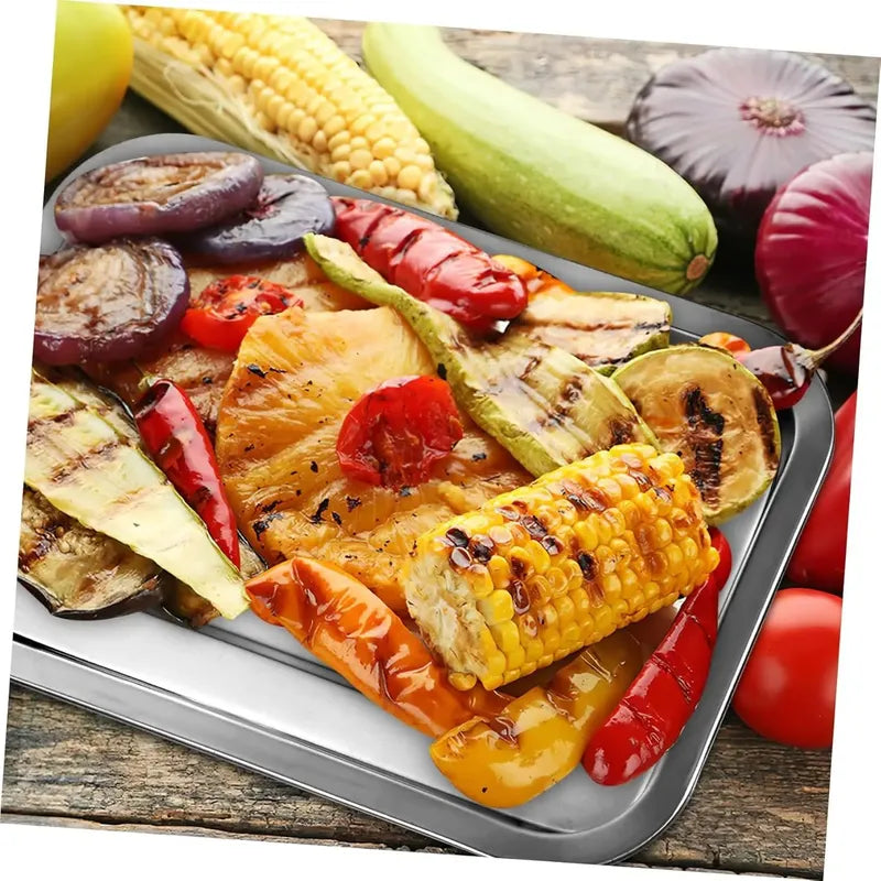 Set X4 Bandeja Para Horno Bandeja Acero Inoxidable Multiuso Gris
