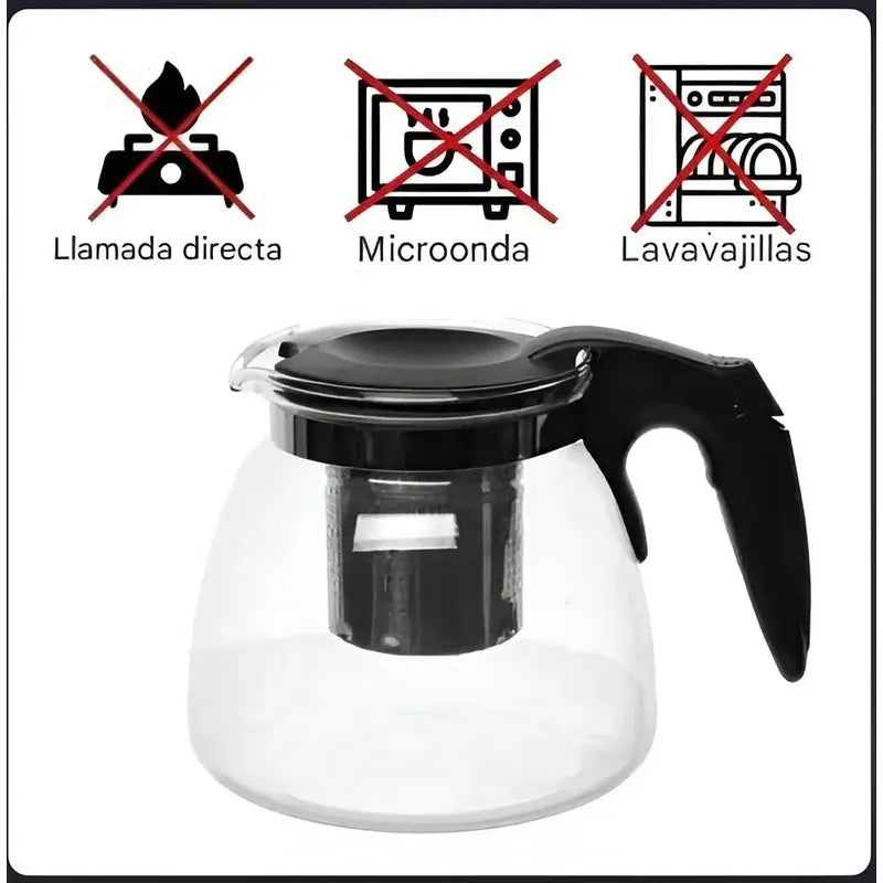 X4 Tetera Vidrio Infusor Te Tetera Infusora Con Filtro 900ml Transparente