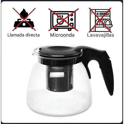 X4 Tetera Vidrio Infusor Te Tetera Infusora Con Filtro 900ml Transparente