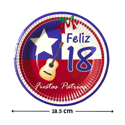 X20 Platos Fiestas Patrias Desechables Decoración Fiestas