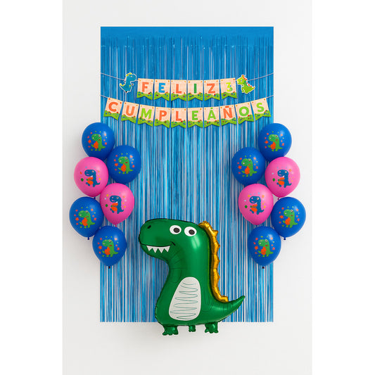 Set 17 Globos Decoracion Dinosaurio Metalico Dino Fiesta