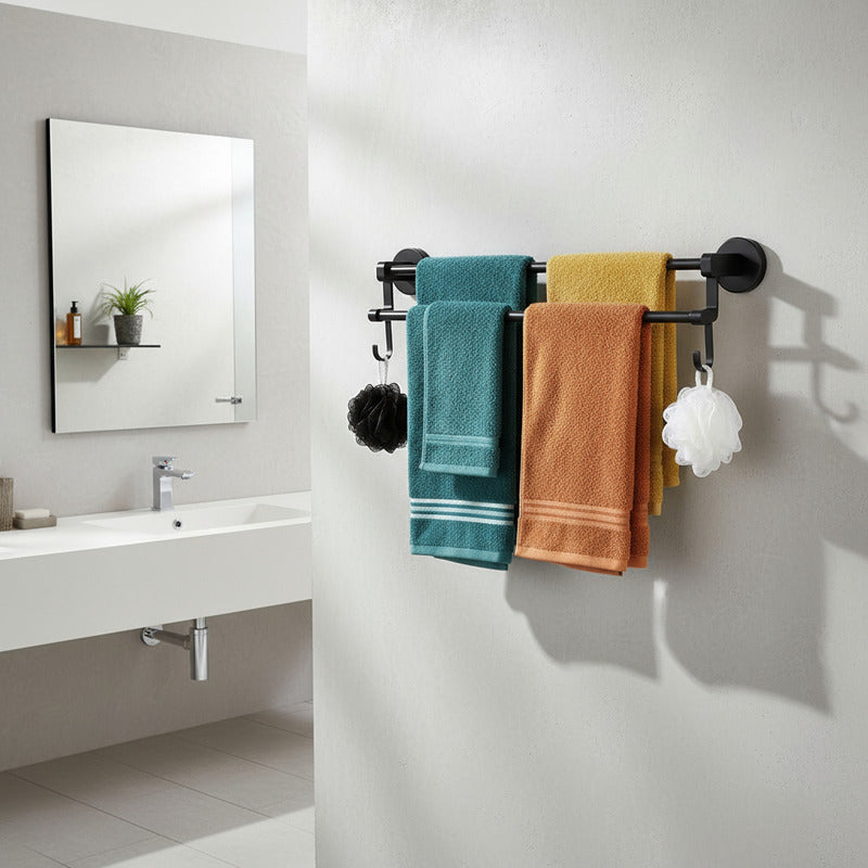 Soporte Toallas Baño Cocina Doble Mural Colgador Organizador