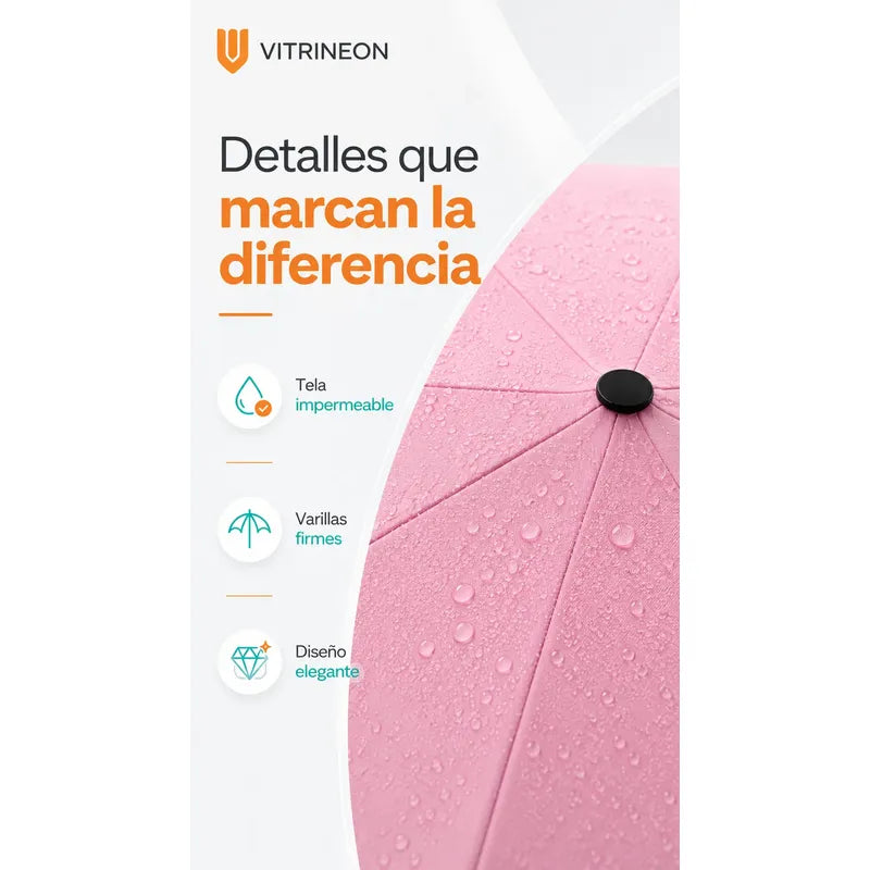 Parasol Retractil Plegable Lluvia 8 Varill Adulto Clasico