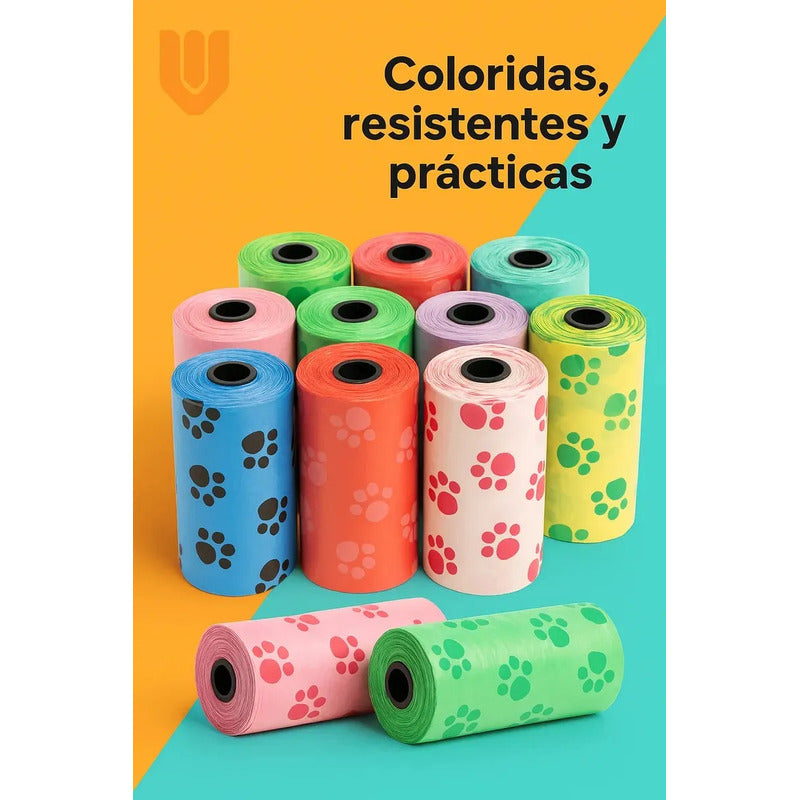 Pack 10 Bolsas Higiene Canina Multicolor Diseño Compacto 6x3 Cm Alta Resistencia Recoleccion Rapida Desechos Mascotas Paseos Urbanos Accesorio Esencial Tenencia Responsable