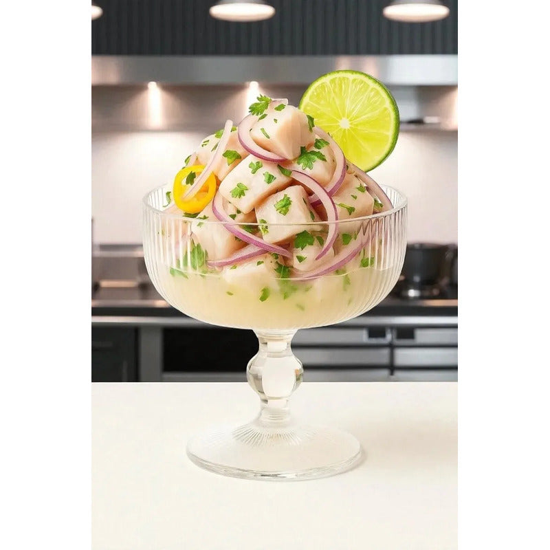 X6 Copas Vidrio Ceviche Coctel Mojito Pack 6 Traslúcido Ideal Mariscos Camarones Ensaladas Frutas Postres Helado Presentacion Mesa Restaurante Hogar Cocina Eventos
