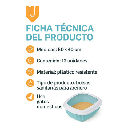 24 Bolsa Desechables Sanitarias Bolsas Arenero Gatos 50x40cm Transparente Bolsas Sanitarias Desechables Arenero Gato 50x40cm Plastico Resistente Higienico Bandeja Caja Arena Mascotas Limpieza