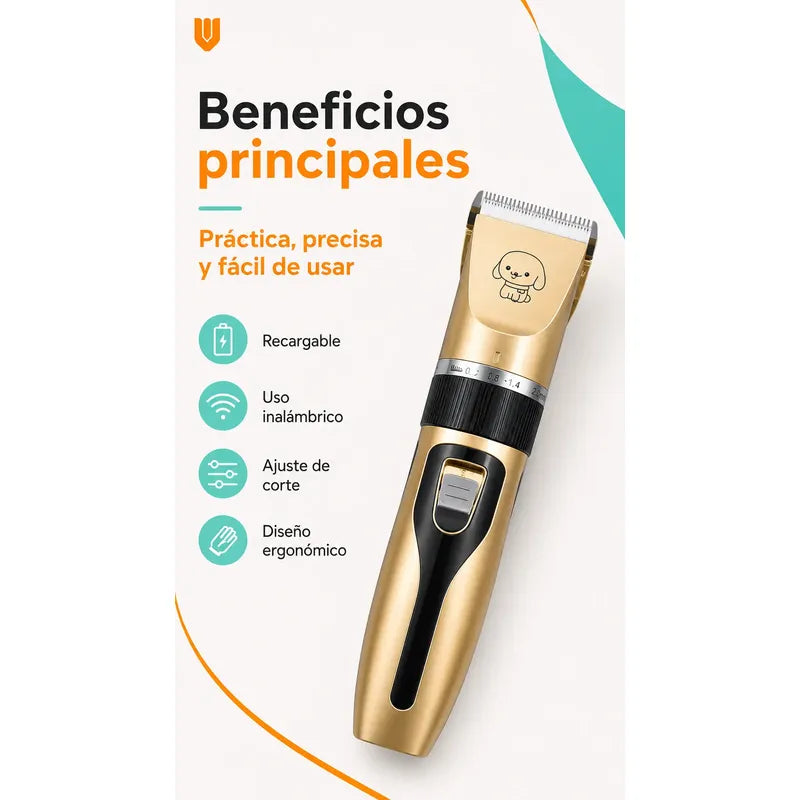 Maquina Cortar Pelo Perros Gatos Mascotas Peluqueria Kit Dorado Pequeño