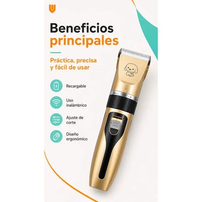 Maquina Cortar Pelo Perros Gatos Mascotas Peluqueria Kit Dorado Pequeño
