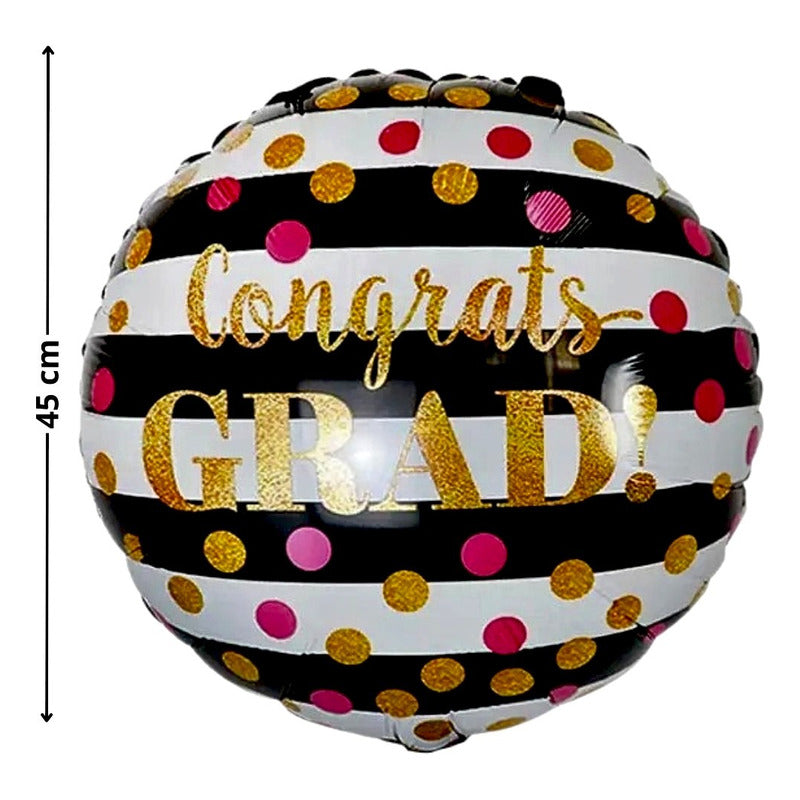 Globo Redondo Metalizado Graduación Decoracion Grado Fiesta