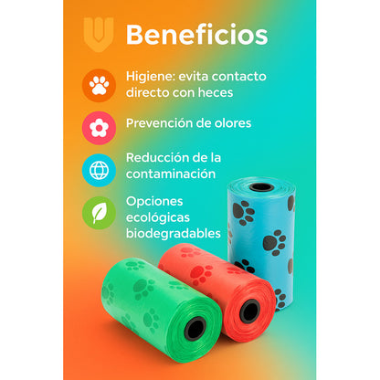 Pack 10 Bolsas Basura Excrement Heces Mascotas Perro Bolsas