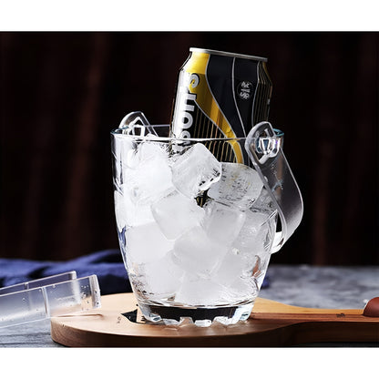 Pack 4 Hieleras De Vidrio Cubetera Hielera Con Pinza Y Mango