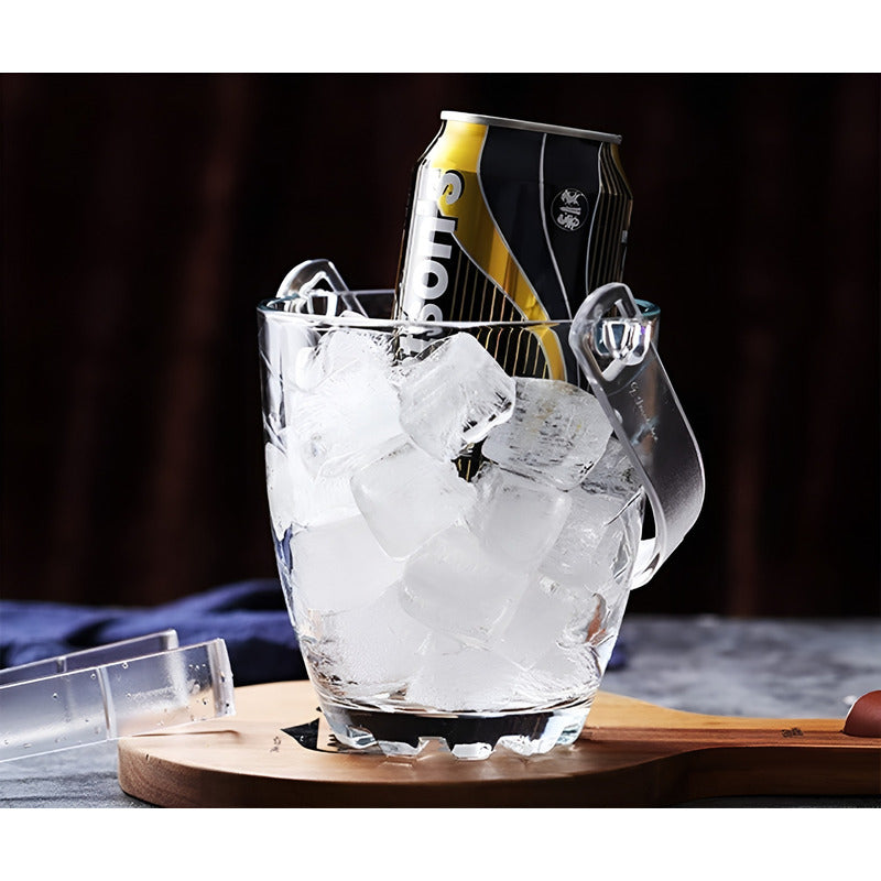 Pack 2 Hieleras De Vidrio Cubetera Hielera Con Pinza Y Mango