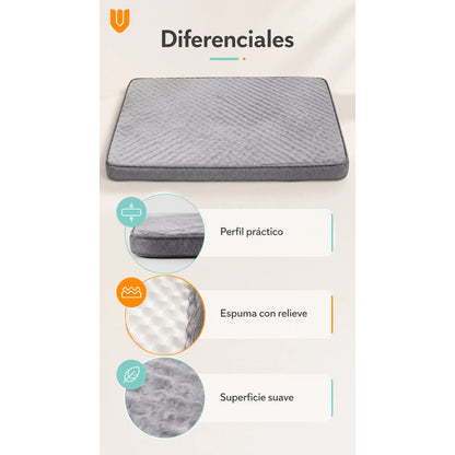 Cama Mascotas Perros Acolchada Resistente Lavable 90x72cm Color Gris
