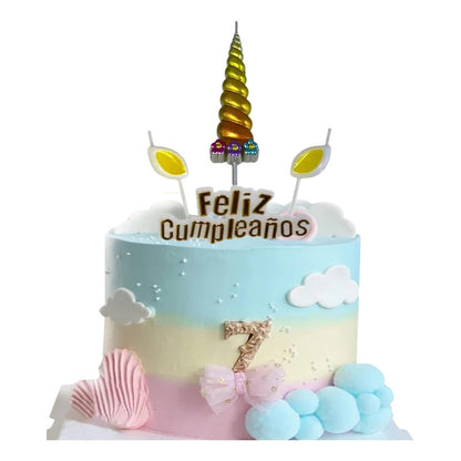 Set 4 Velas De Cumpleaños Adornos Para Tortas Unicornio